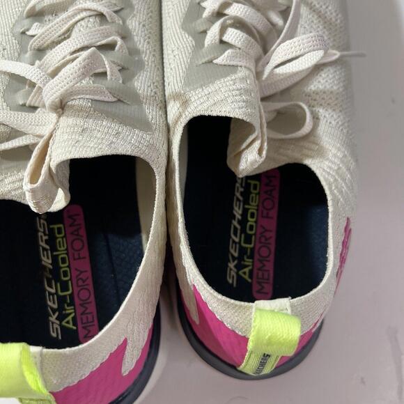 Skechers Womens Sneakers Air Cooled Size 12 Dual Lite Lace Up White Fabric - Picture 5 of 9